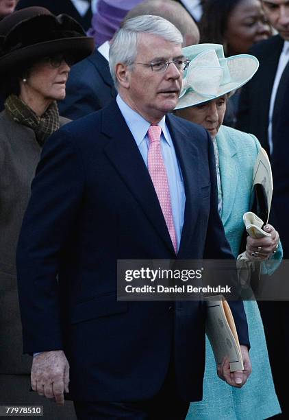 Former British Prime Minister, John Major departs from a ceremony celebrating Queen Elizabeth II 60th Diamond anniversary at Westminster Abbey on...