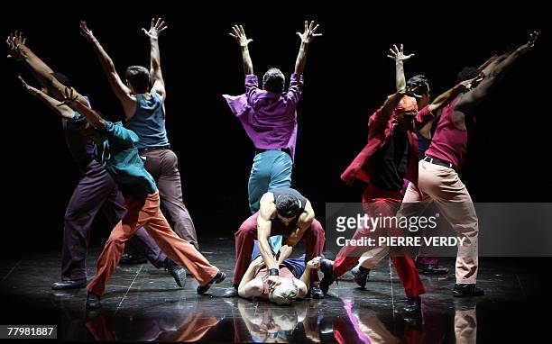 Actors and dancers perform in Leonard Bernstein's musical in two acts West Side Story, 19 November 2007 at Paris' Chatelet Theatre. A new cast and...