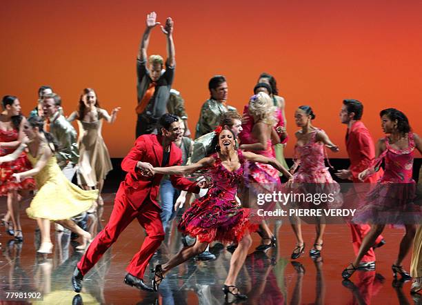 Actors and dancers perform in Leonard Bernstein's musical in two acts West Side Story, 19 November 2007 at Paris' Chatelet Theatre. A new cast and...