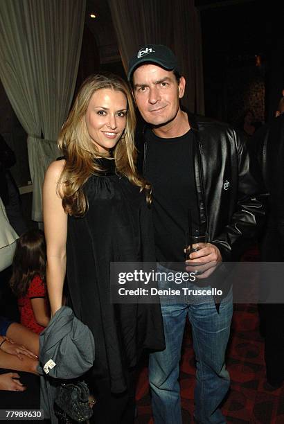 Actor Charlie Sheen and Brooke Mueller at Planet Hollywood Resort & Casino's Grand Opening Weekend on November 16, 2007 in Las Vegas, Nevada.