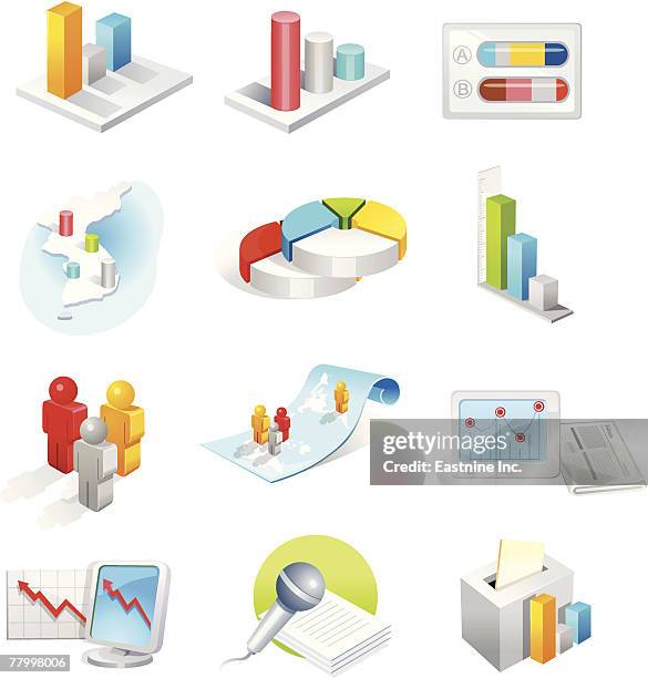 various growth representing charts - newspaper stack stock illustrations