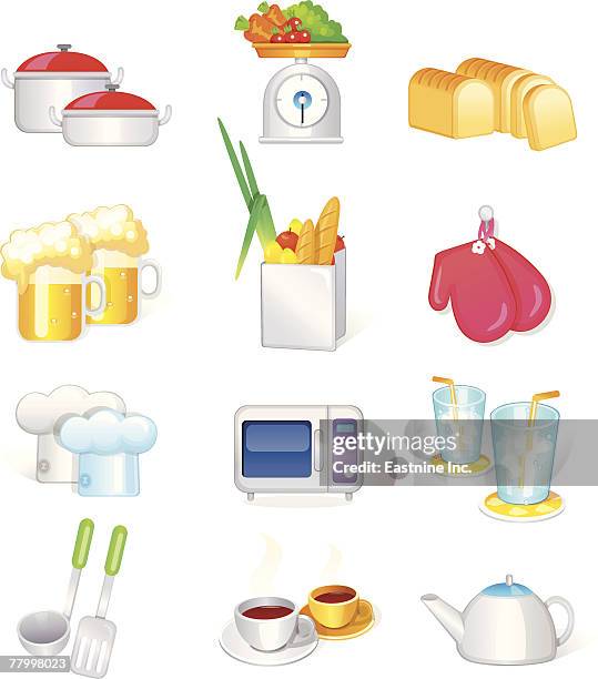 various kitchen favors - glass casserole dish empty stock illustrations