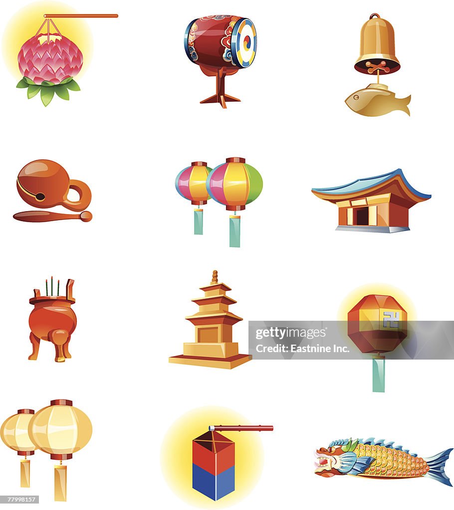 Objects In Chinese Different Types Of Chinese Cultural Objects High-Res Vector Graphic ...