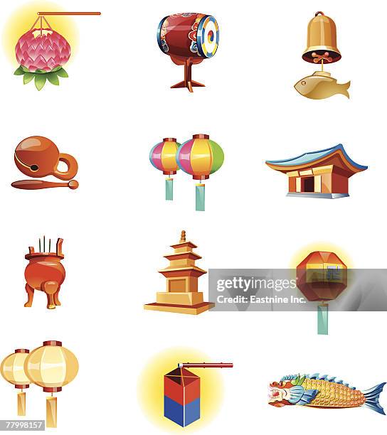 Computer Chinese Objects Different Types Of Chinese Cultural Objects High-Res Vector Graphic ...
