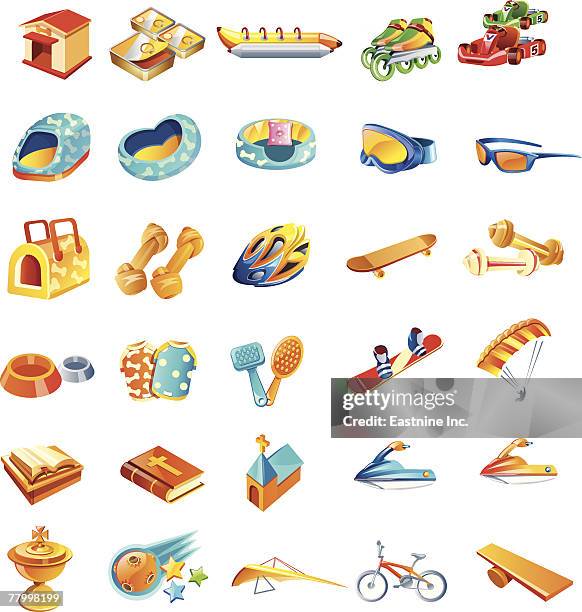 different types of objects - swimming goggles white background stock illustrations