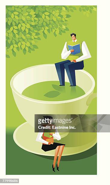 136 Man Drinking Tea High Res Illustrations - Getty Images