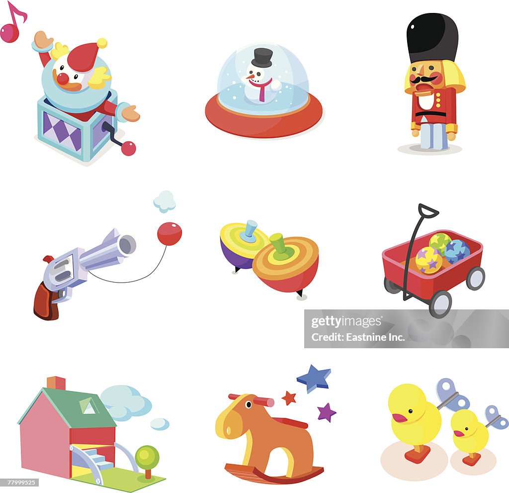 Close-up of different toys