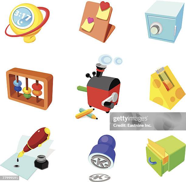 ilustraciones, imágenes clip art, dibujos animados e iconos de stock de close-up of a group of objects - abaco