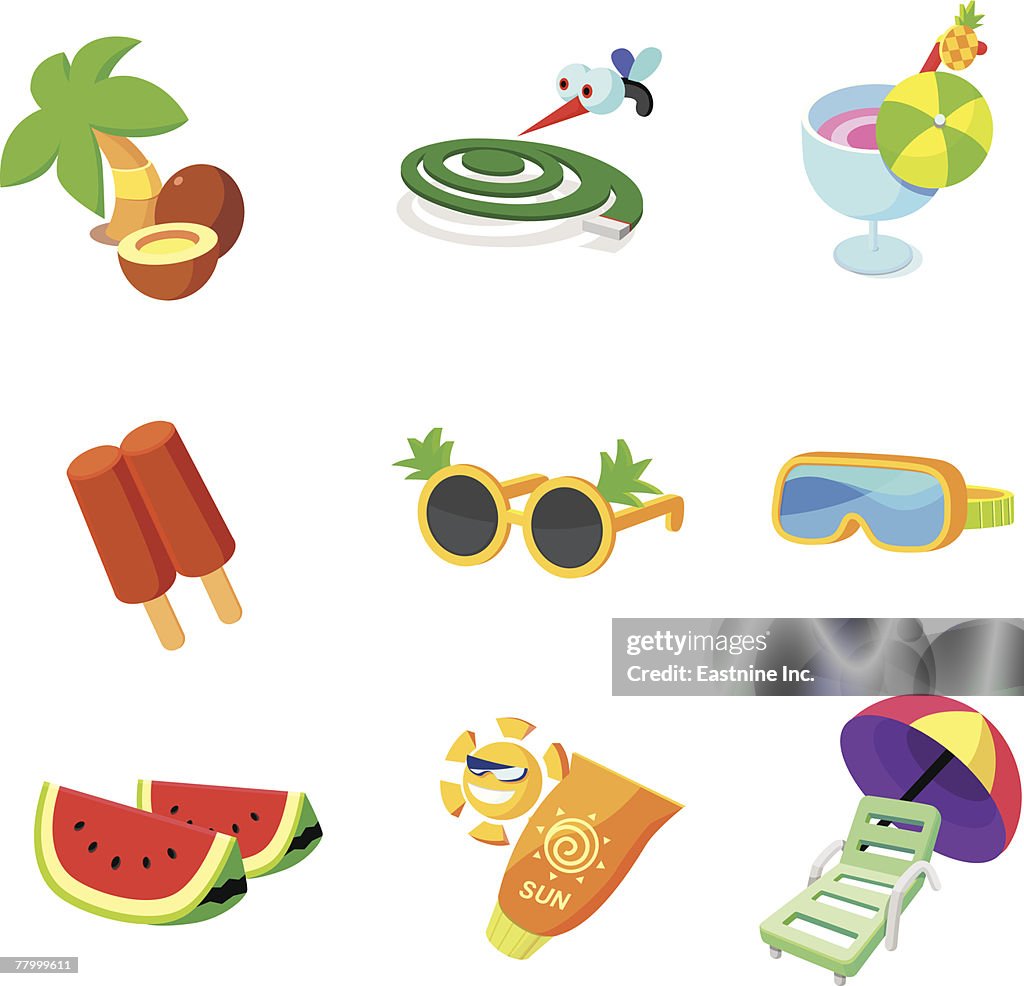 Close-up of things available on the beach