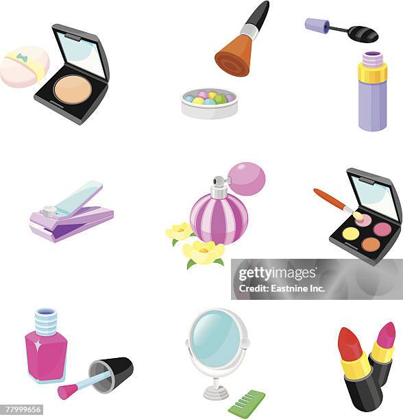various make-up related objects on a white background - self improvement icon stock illustrations