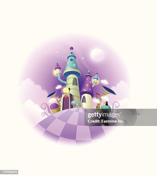 low angle view of a castle - castle background stock illustrations