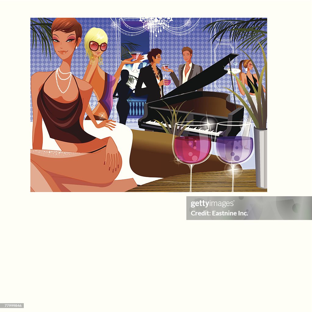 Men and women enjoying in a nightclub