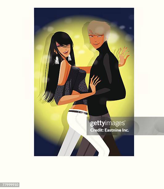 couple dancing in a nightclub - ハイカラー点のイラスト素材／クリップアート素材／マンガ素材／アイコン素材