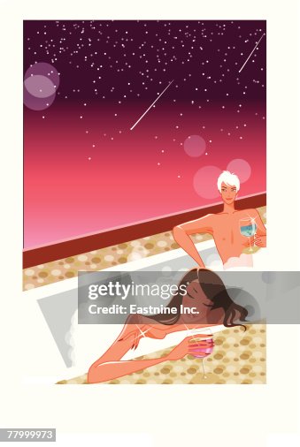 Couple taking a bubble bath Couple taking a bubble bath