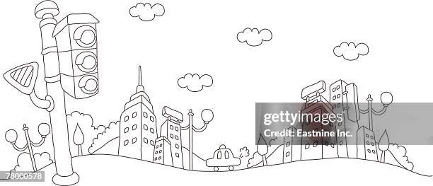 traffic light at the roadside - road low angle stock illustrations