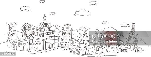 famous places and monuments of the world - pisa cathedral stock illustrations