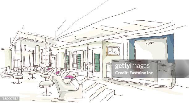 interiors of a hotel - countertop background stock illustrations