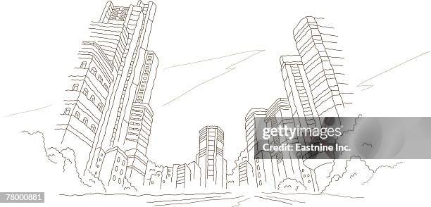 low angle view of skyscrapers - tree from below stock illustrations