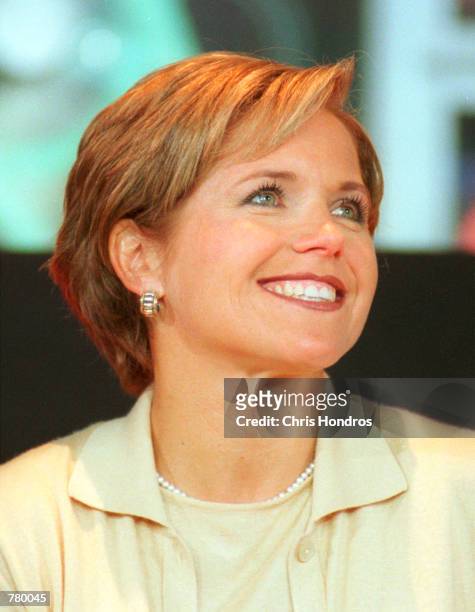 Katie Couric of NBC's "Today" morning television show helps celebrate Today show weatherman Willard Scott's introduction into NBC's "Walk of Fame" at...
