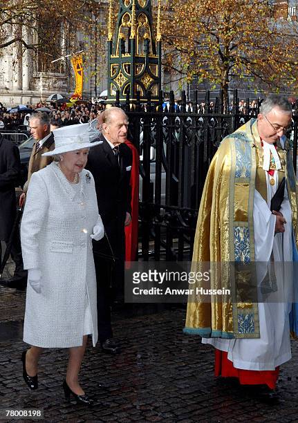 Queen Elizabeth ll and Prince Philip, Duke of Edinburgh arrive for a service of celebration for their Diamond Wedding Anniversary at Westminster...