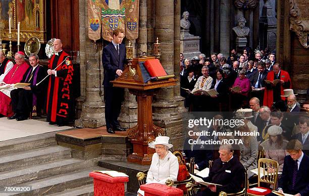 Prince William gives a reading during a service to celebrate the Diamond Wedding Anniversary of Queen Elizabeth ll and Prince Philip, Duke of...