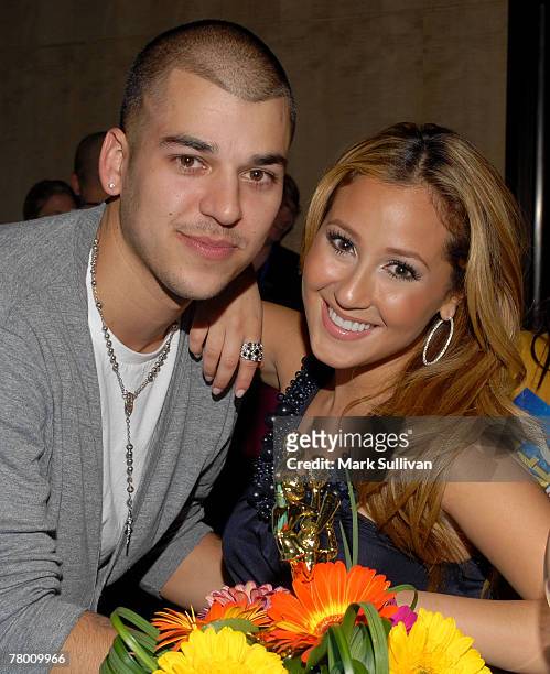 Robert Kardashian and singer Adrienne Bailon from the Cheetah Girls attend the after-party for the "High School Musical 2" DVD release gala held in...