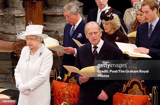 Members of the Royal Family attend a service of thanksgiving to celebrate Queen Elizabeth II and Prince Philip, Duke of Edinburgh's Diamond Wedding...