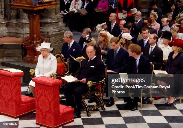 Members of the Royal Family attend a service of thanksgiving to celebrate Queen Elizabeth II and Prince Philip, Duke of Edinburgh's Diamond Wedding...