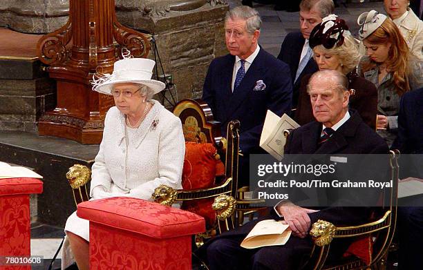 Members of the Royal Family attend a service of thanksgiving to celebrate Queen Elizabeth II and Prince Philip, Duke of Edinburgh's Diamond Wedding...