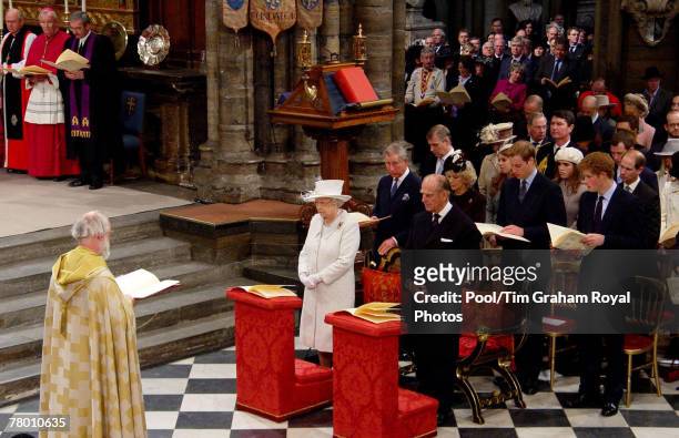 Archbishop of Canterbury, Dr Rowan Williams leads a service of thanksgiving to celebrate Queen Elizabeth II and Prince Philip, Duke of Edinburgh's...