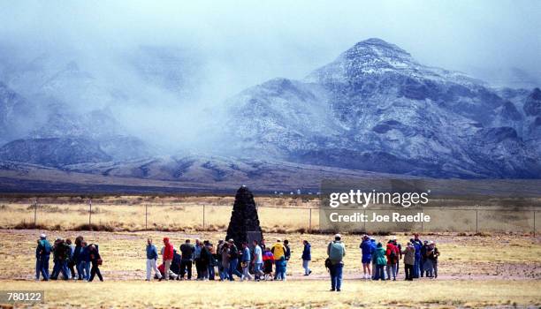 Tourists visit the Trinity Site where the first atomic bomb was tested at 5:29:45 a.m. Mountain War Time on July 16, 1945 on the White Sands Missile...