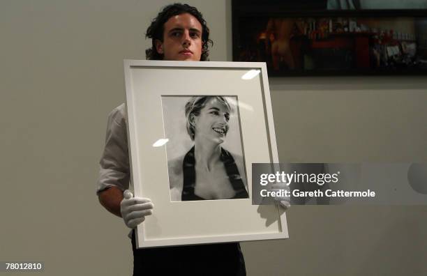 Portrait Of Princess Diana photographed by Mario Testino is auctioned at Phillips de Pury, Victoria House on November 20, 2007 in London, England....