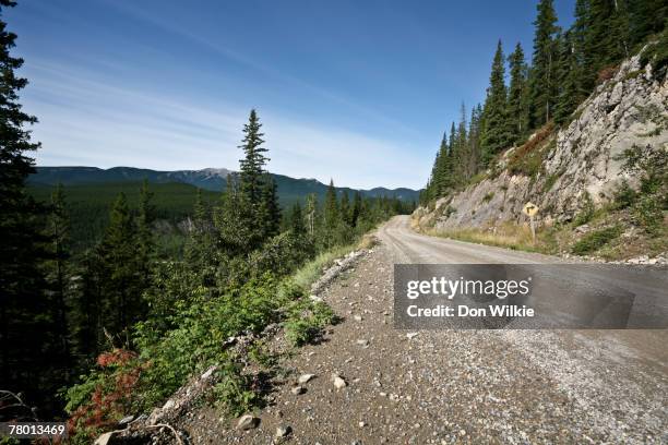 mountain road in the foothills of alberta, canada. - strada di campagna foto e immagini stock