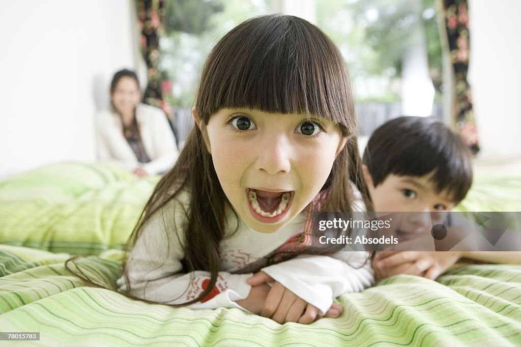 Girl opening mouth