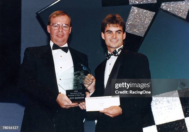 Jeff Gordon receives the 1993 Winston Cup Rookie of the Year award.
