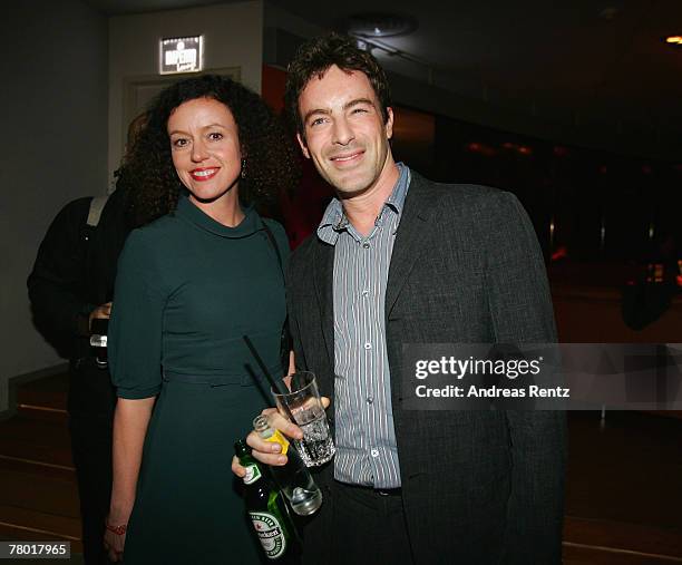 Actor Gedeon Burkhard and Maria Schrader attend the Meine Schoene Bescherung after show party on November 20, 2007 in Berlin, Germany.