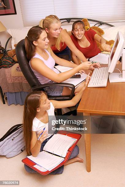 5 Girls Using Computer Teenage Girls Using Computer High-Res Stock Photo - Getty Images