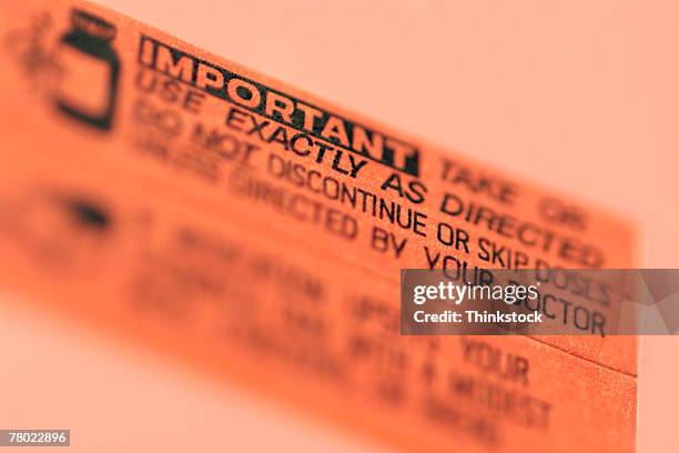 prescription warning label - prescription label warning stock pictures, royalty-free photos & images