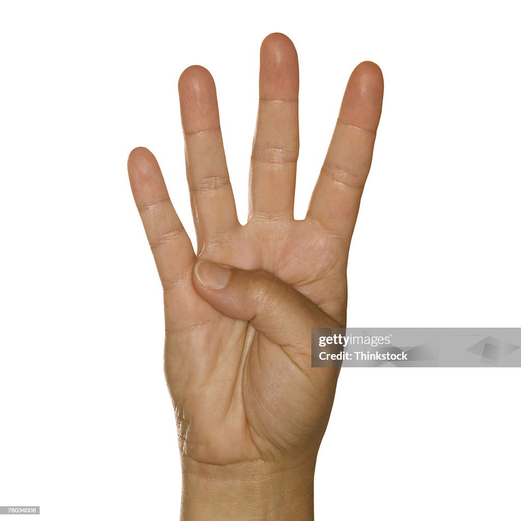 Hand Making A Four Hand Making Four Sign High-Res Stock Photo - Getty Images
