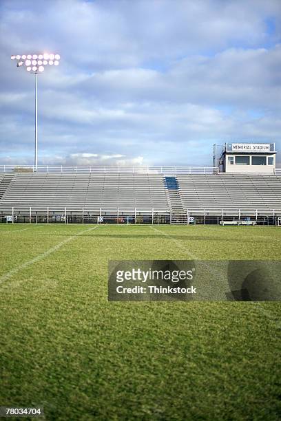 football field and bleachers - american football field bildbanksfoton och bilder