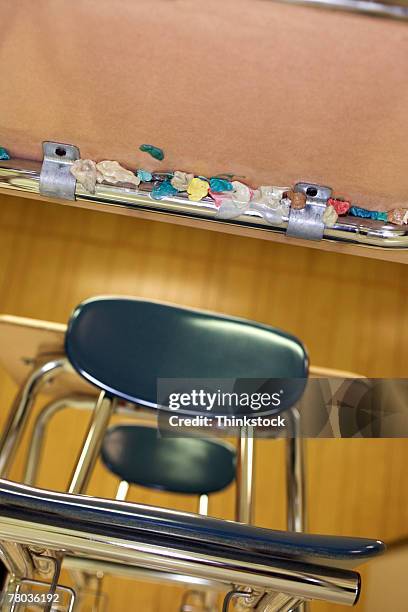 chewing gum under desk - chewing gum stock pictures, royalty-free photos & images