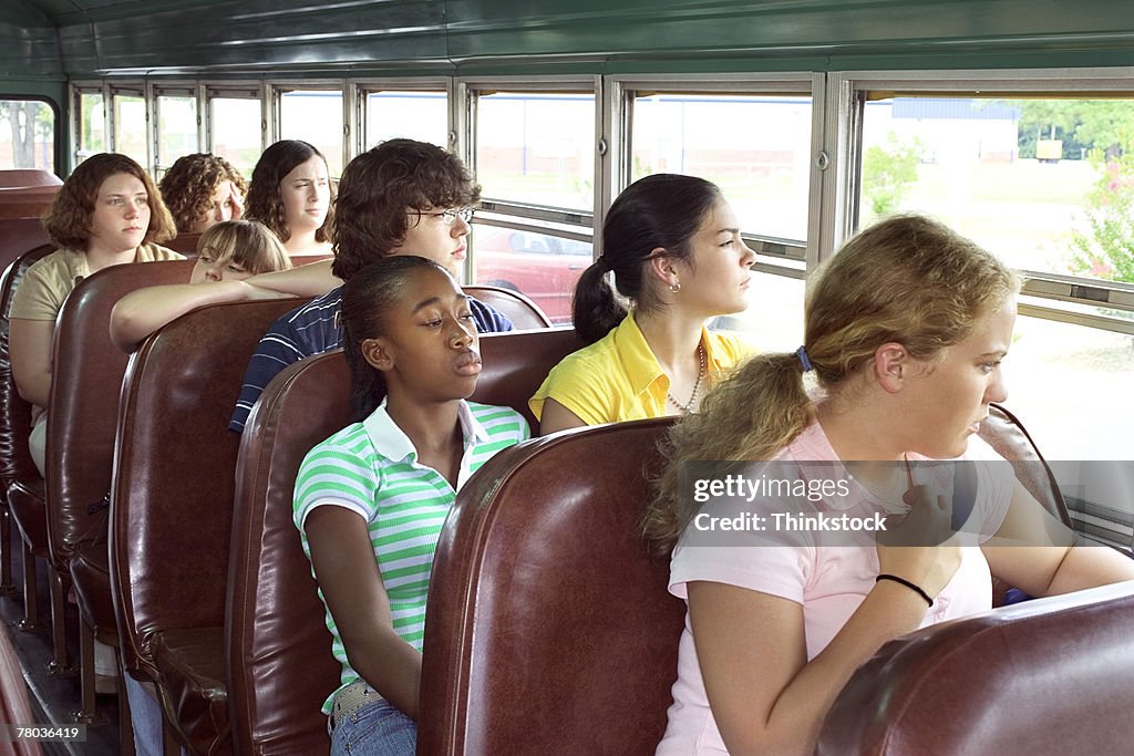 Teenagers on school bus