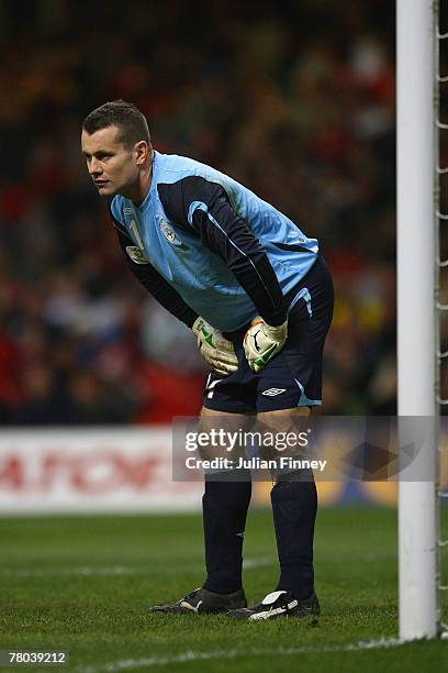 Shay Given, goalkeeper of Republic of Ireland looks on during the Euro2008 Qualifier match between Wales and Republic of Ireland at the Millennium...