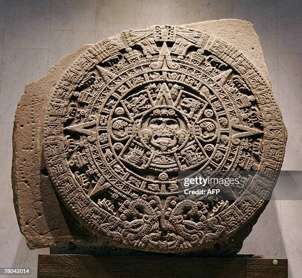 The Aztec Calendar as seen at the National Museum of Anthropology and History, 28 September, 2007 in Mexico City. Considered as one of the most...