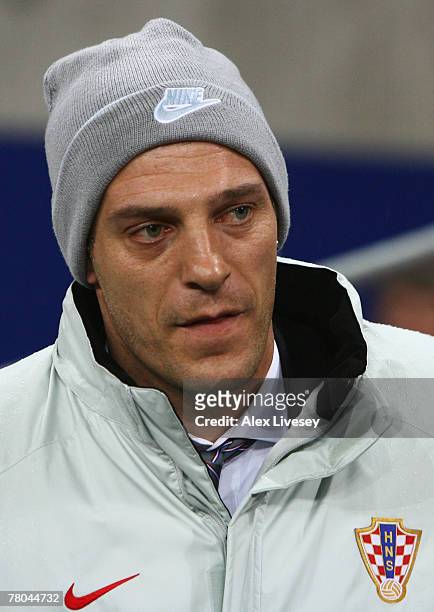 Manager of Croatia Slaven Bilic looks on during the Euro 2008 Group E qualifying match between England and Croatia at Wembley Stadium on November 21,...