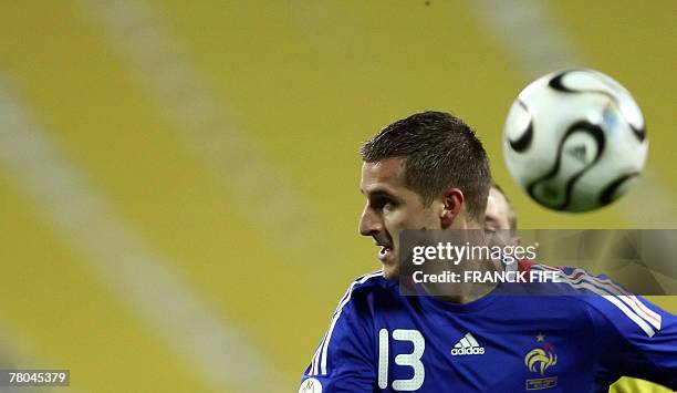 France's defender Francois Clerc runs during the Euro 2008 qualifying football match Ukraine vs. France. France is already qualified after Italy's...