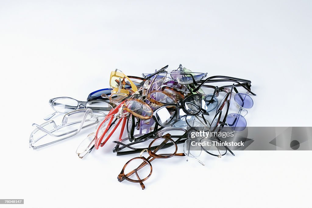 Pile of eyeglasses