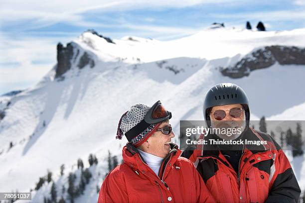 couple at lake tahoe - lake tahoe skiing stock pictures, royalty-free photos & images