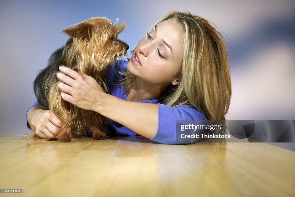 Woman with pet dog