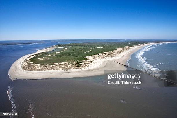 aerial view of cumberland island, georgia - insel cumberland island stock-fotos und bilder